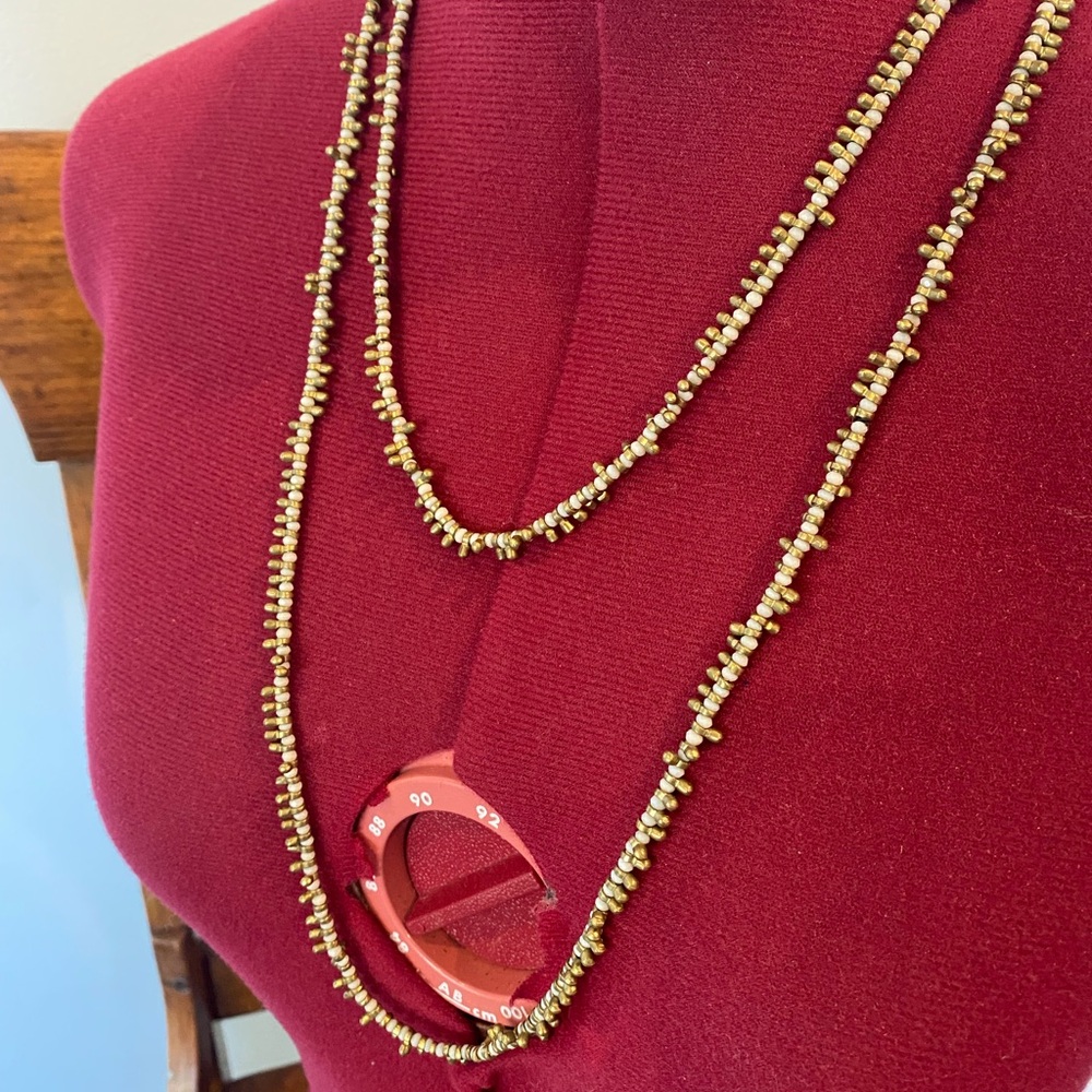 Elegant Gold Tone Metal Beaded Necklace